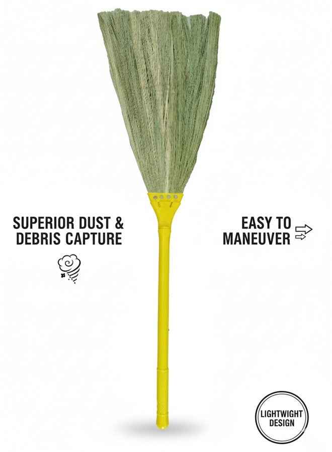 UMD 4D No Backpain Natural Grass Broom with Back Pain Prevention Design, 250g Lightweight, 4ft Long Handle with Wide Head, Covers More Area in one Sweep, Floor Cleaning jadu (1) - Image 5